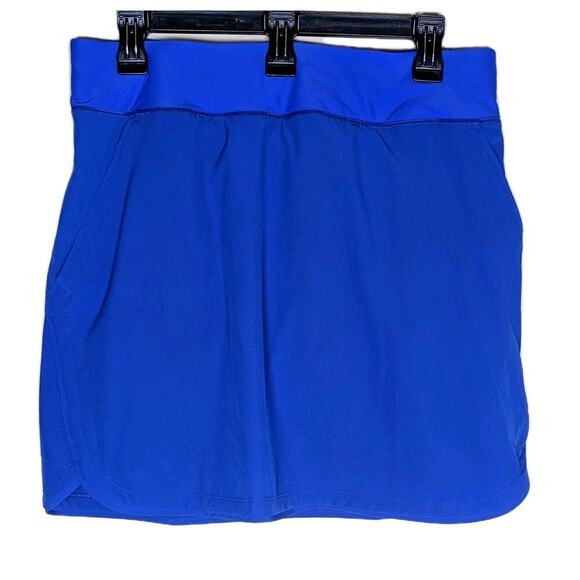 LANDS END Swim Board Skort Women 10 Electric Blue Skirt Comfort Waist Pockets - Picture 1 of 7